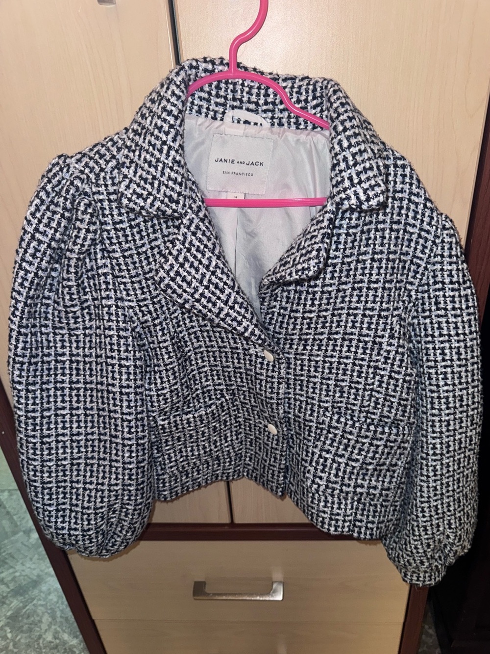 Janie and Jack Girls Navy White Tweed Jacket Blazer Size 12